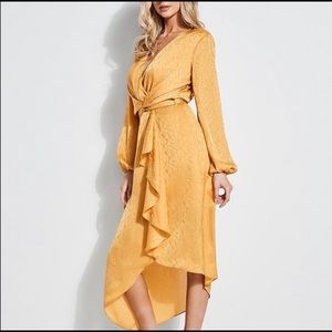 Guess Bijoux Gold Satin Dress